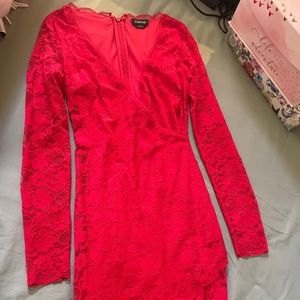 Lacy red midi dress